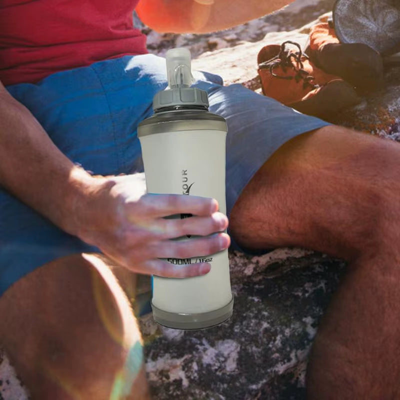 Sports Water Bottle Flexible Reusable Water Bottle Expandable Water Bottle Squeeze Water Bottl Gym Water Bottle with Nozzle For