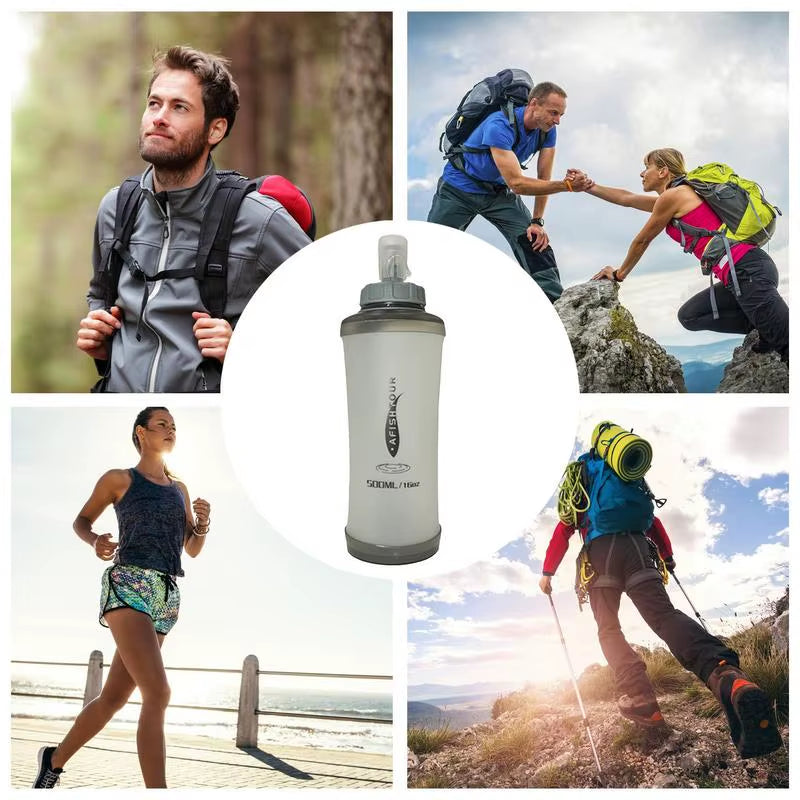 Sports Water Bottle Flexible Reusable Water Bottle Expandable Water Bottle Squeeze Water Bottl Gym Water Bottle with Nozzle For